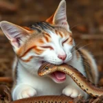 cat eating a snake dream meaning